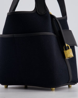 *ULTRA RARE* Hermes Picotin Cargo 18cm Bag in Noir/Noir Toile Canvas with Gold Hardware