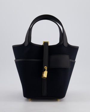 *ULTRA RARE* Hermes Picotin Cargo 18cm Bag in Noir/Noir Toile Canvas with Gold Hardware