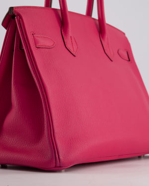 *HOT* Hermès Birkin Bag 30cm Retourne in Rose Shocking Chèvre Mysore Leather with Palladium Hardware