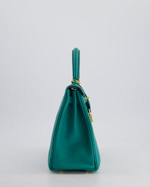 Hermès Kelly Retourne Bag 25cm in Bleu Lagon Togo Leather with Gold Hardware