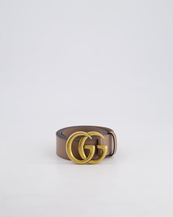 Gucci Taupe GG Logo Marmont Leather Belt Size 70cm