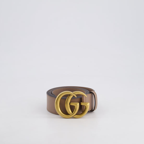 Gucci Taupe GG Logo Marmont Leather Belt Size 70cm – Sellier