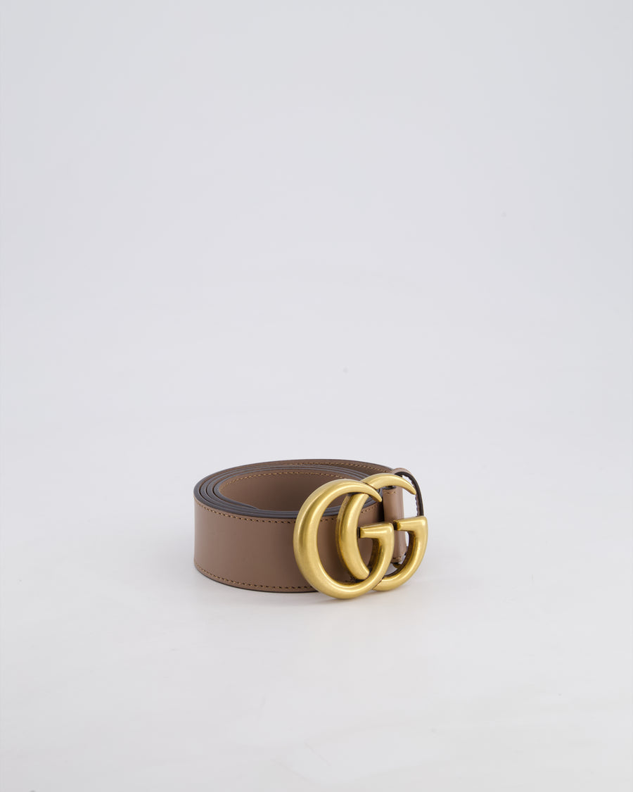 Gucci Taupe GG Logo Marmont Leather Belt Size 70cm