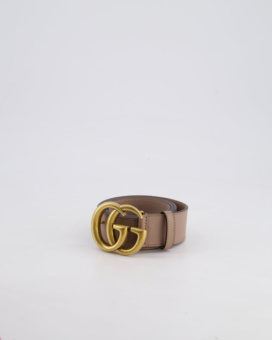 Gucci Taupe GG Logo Marmont Leather Belt Size 70cm