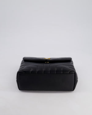 Saint Laurent Small Black Loulou Bag in Calfskin Leather with Gold Hardware