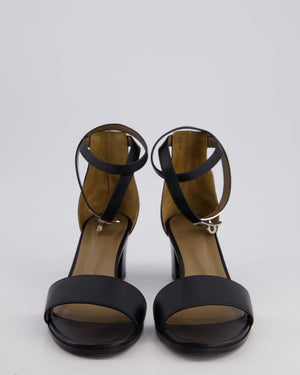 Hermes Manege Black Block Heel Sandals with Kelly Clasp Ankle Strap Detail Size EU 40