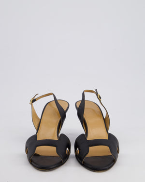 Hermes Black Heden 80 Heel Sandals with Gold Plated Hapi Buckle Ankle Strap Detail Size EU 39