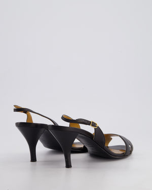 Hermes Black Heden 80 Heel Sandals with Gold Plated Hapi Buckle Ankle Strap Detail Size EU 39