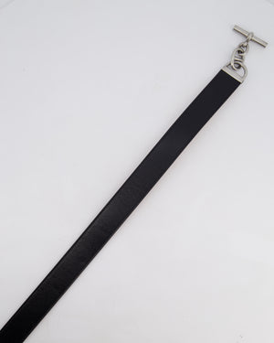 Hermes Black Chaine d'Ancre Leather Belt 3.4cm Width Size 90