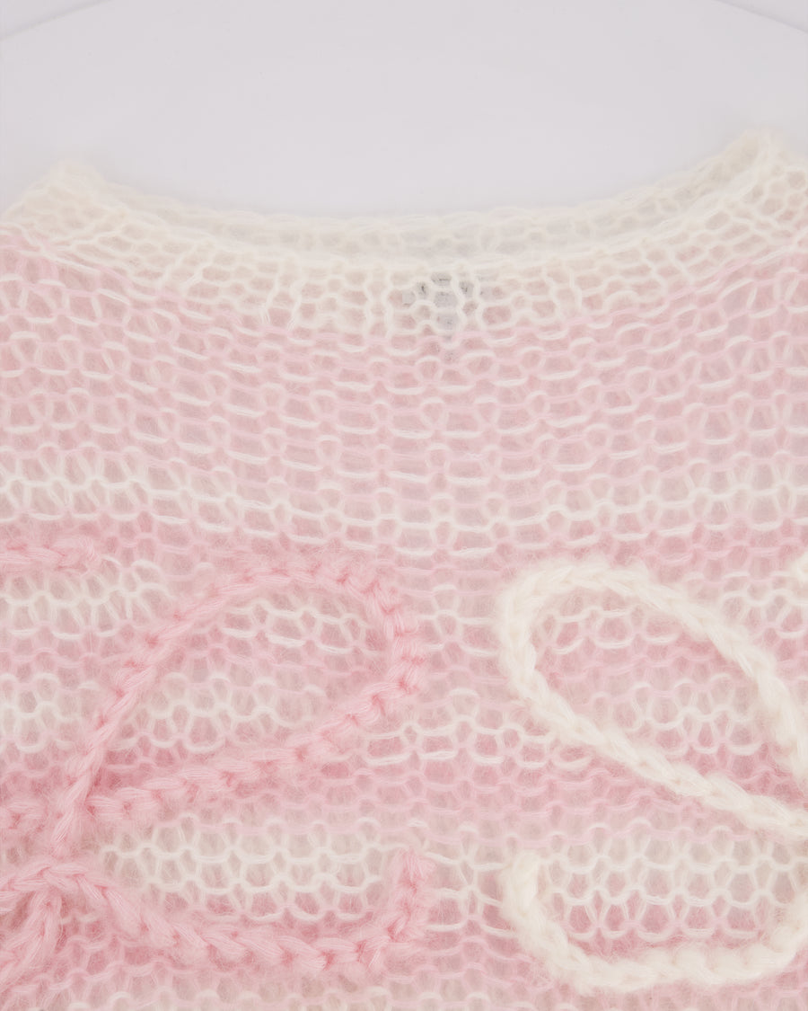 Loewe Pink Anagram Cropped Relaxed-Fit Jumper Size XS (UK 6/8) RRP £1,100