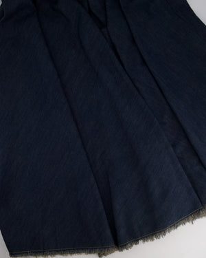 Christian Dior Blue Denim Maxi Skirt with Distressed Hem Detail Size FR 36 (UK 8)