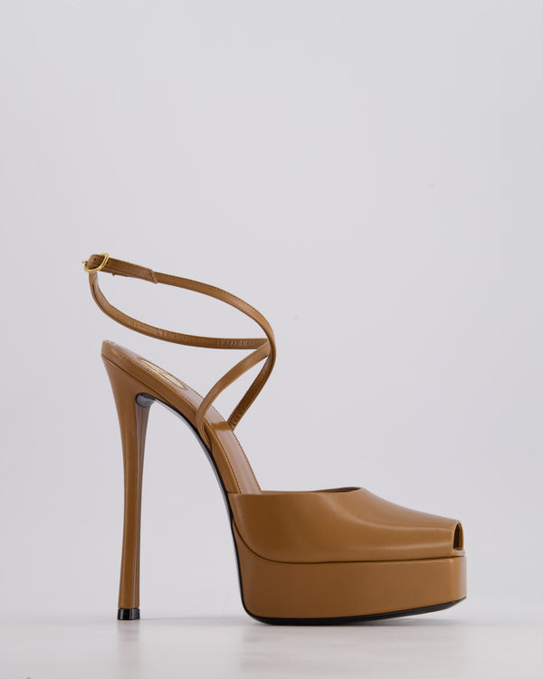 Saint Laurent Brown Platform La Scandale 135 Deerskin Heels Size EU 40