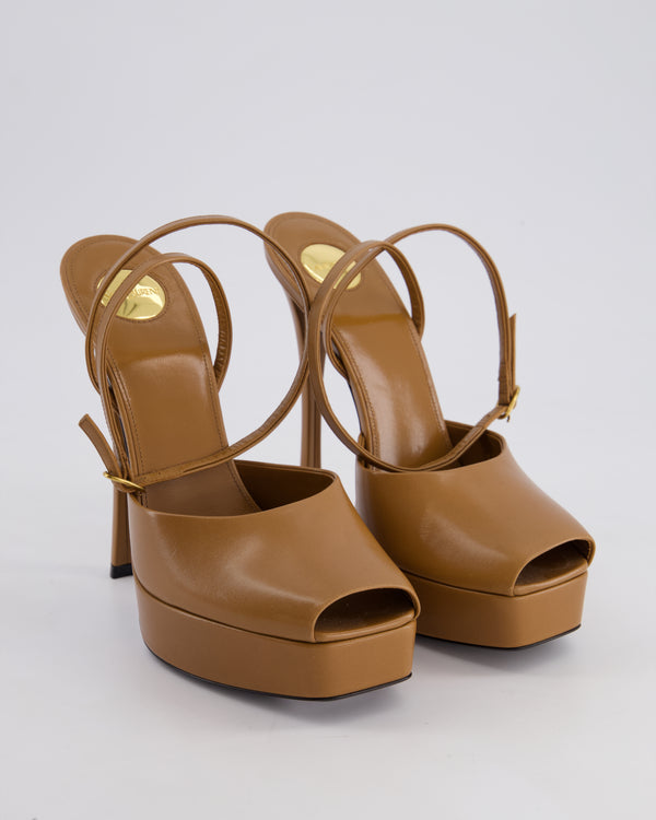 Saint Laurent Brown Platform La Scandale 135 Deerskin Heels Size EU 40