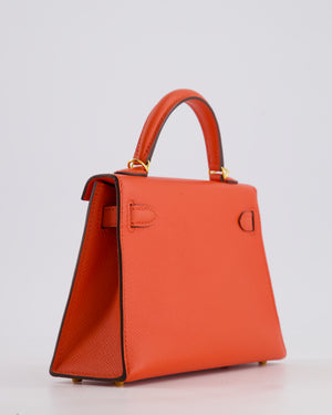 *HOT* Hermes Mini Kelly II 20cm in Capucine Epsom Leather with Gold Hardware