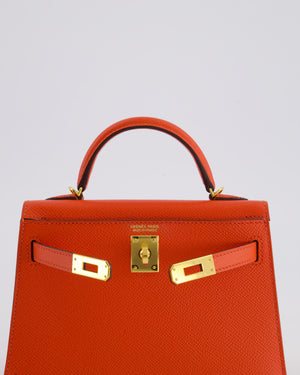 *HOT* Hermes Mini Kelly II 20cm in Capucine Epsom Leather with Gold Hardware