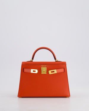 *HOT* Hermes Mini Kelly II 20cm in Capucine Epsom Leather with Gold Hardware
