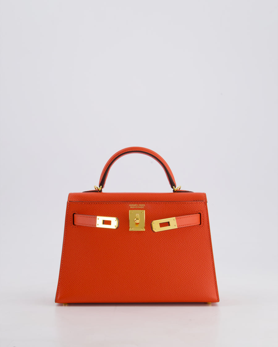 *HOT* Hermes Mini Kelly II 20cm in Capucine Epsom Leather with Gold Hardware
