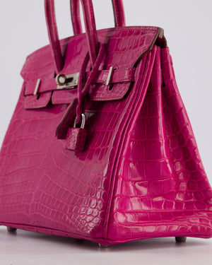 *RARE* Hermès Birkin 25 Retourne Bag in Rose Scheherezade Niloticus Porosus with Palladium Hardware