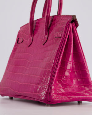 *RARE* Hermès Birkin 25 Retourne Bag in Rose Scheherezade Niloticus Porosus with Palladium Hardware