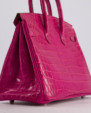 *RARE* Hermès Birkin 25 Retourne Bag in Rose Scheherezade Niloticus Porosus with Palladium Hardware