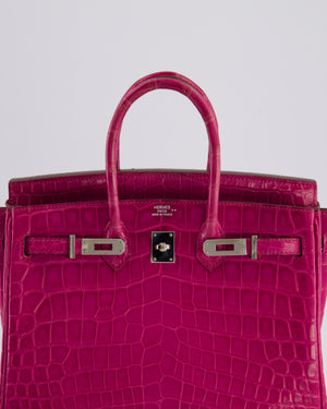 *RARE* Hermès Birkin 25 Retourne Bag in Rose Scheherezade Niloticus Porosus with Palladium Hardware