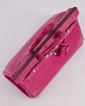 *RARE* Hermès Birkin 25 Retourne Bag in Rose Scheherezade Niloticus Porosus with Palladium Hardware