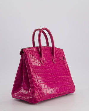 *RARE* Hermès Birkin 25 Retourne Bag in Rose Scheherezade Niloticus Porosus with Palladium Hardware