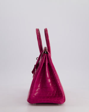 *RARE* Hermès Birkin 25 Retourne Bag in Rose Scheherezade Niloticus Porosus with Palladium Hardware