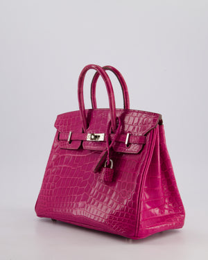 *RARE* Hermès Birkin 25 Retourne Bag in Rose Scheherezade Niloticus Porosus with Palladium Hardware