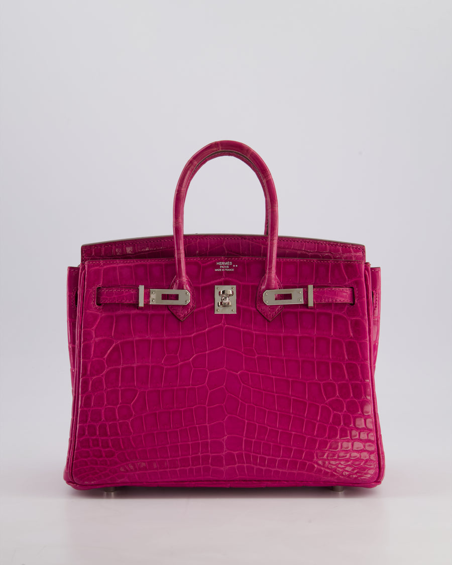 *RARE* Hermès Birkin 25 Retourne Bag in Rose Scheherezade Niloticus Porosus with Palladium Hardware