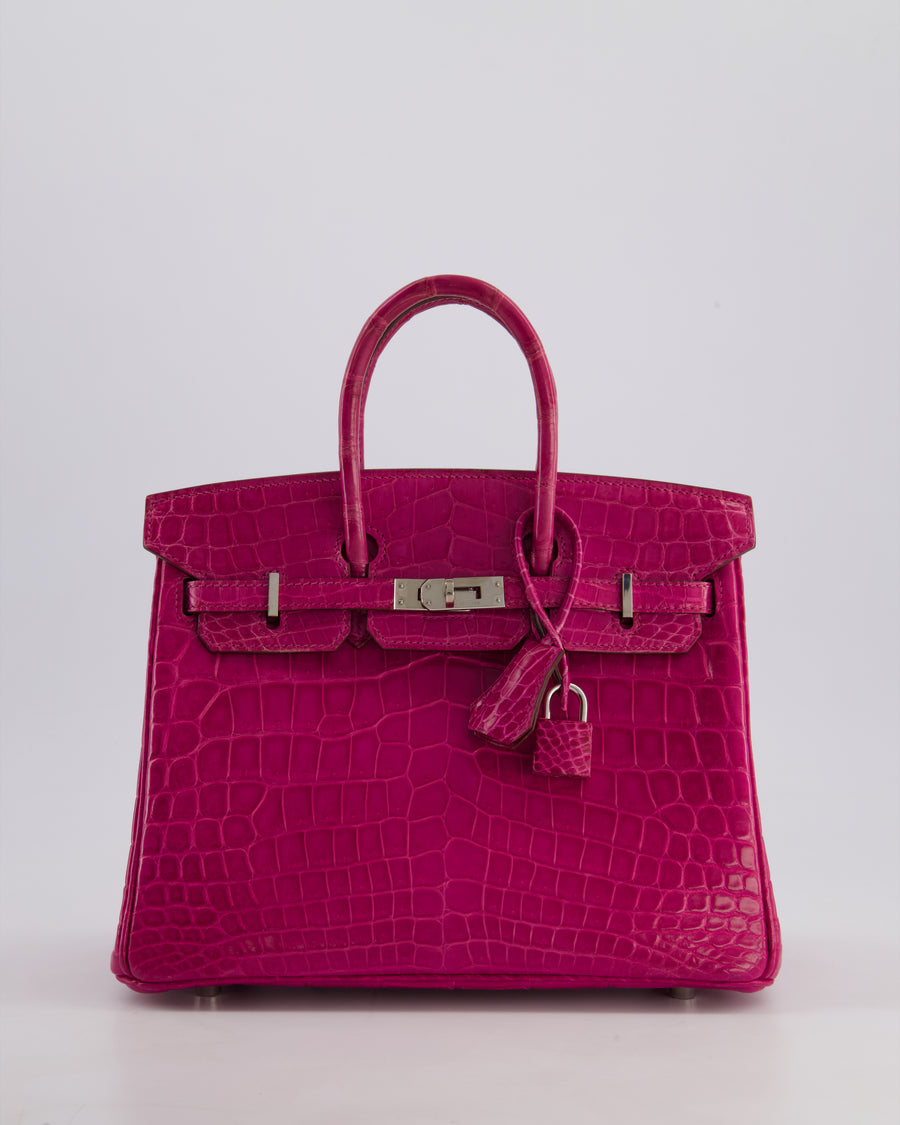 *RARE* Hermès Birkin 25 Retourne Bag in Rose Scheherezade Niloticus Porosus with Palladium Hardware
