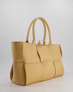 Bottega Veneta Beige Medium Intrecciato Arco Bag in Calfskin Leather with Pouch