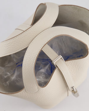 *HOT* Hermès Picotin Lock Bag 18cm in Craie Clemence Leather with Palladium Hardware