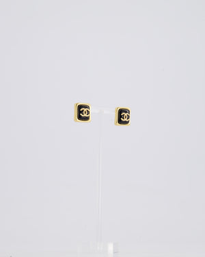*HOT* Chanel Gold & Black CC Resin Square Earrings