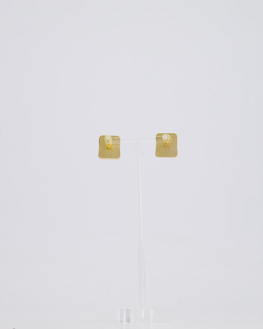 *HOT* Chanel Gold & Black CC Resin Square Earrings