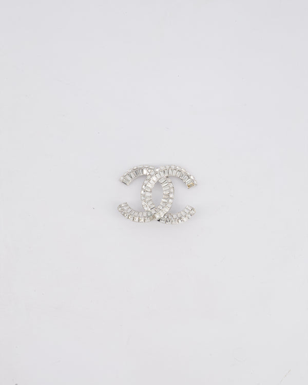 Chanel Silver CC Full Crystal Large Brooch