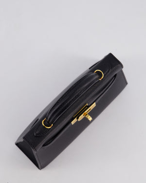*HOT* Hermès Mini Kelly II 20cm Bag In Noir Chèvre Chamkila Leather with Gold Hardware
