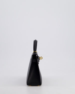 *HOT* Hermès Mini Kelly II 20cm Bag In Noir Chèvre Chamkila Leather with Gold Hardware