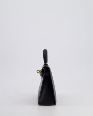 *HOT* Hermès Mini Kelly II 20cm Bag In Noir Chèvre Chamkila Leather with Gold Hardware
