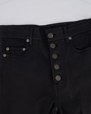 Joseph Black Stretch Leather Slim Trousers with Ruthenium Buttons Size FR 32 (UK 4)