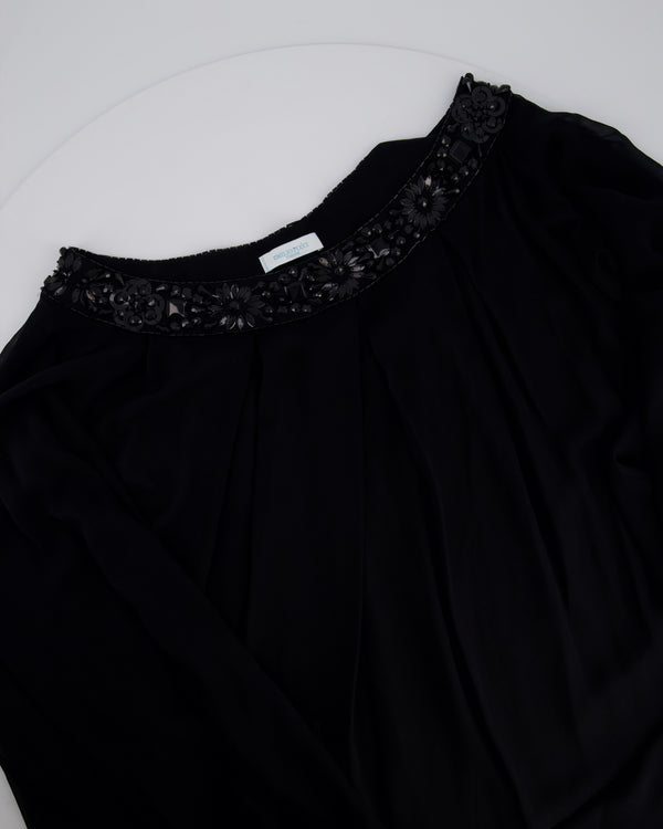 Emilio Pucci Black Sheer Mini Beach Dress with Crystal Neckline Size UK 10