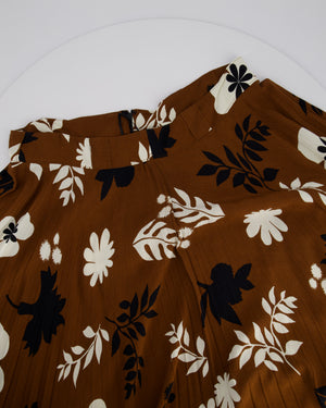 Racil Brown Mara Cupro Pleated Floral Skirt FR 44 (UK 16)