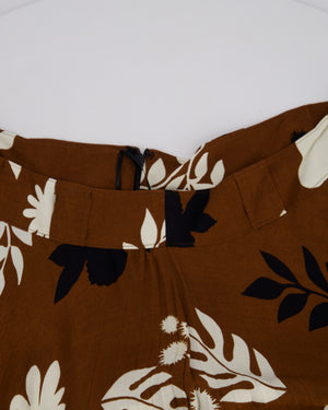 Racil Brown Mara Cupro Pleated Floral Skirt FR 44 (UK 16)
