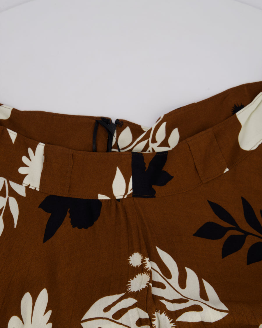 Racil Brown Mara Cupro Pleated Floral Skirt FR 44 (UK 16)