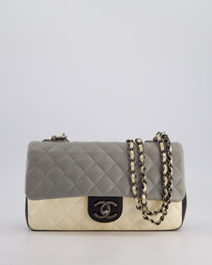 Chanel Beige Grey, White and Grey Timeless Medium Single Flap with Aged Ruthenium Hardware Bag