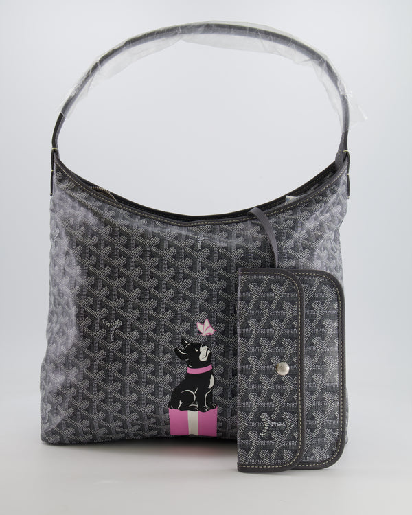 Goyard Grey Goyardine Canvas Boheme Hobo Bag with Dog Print