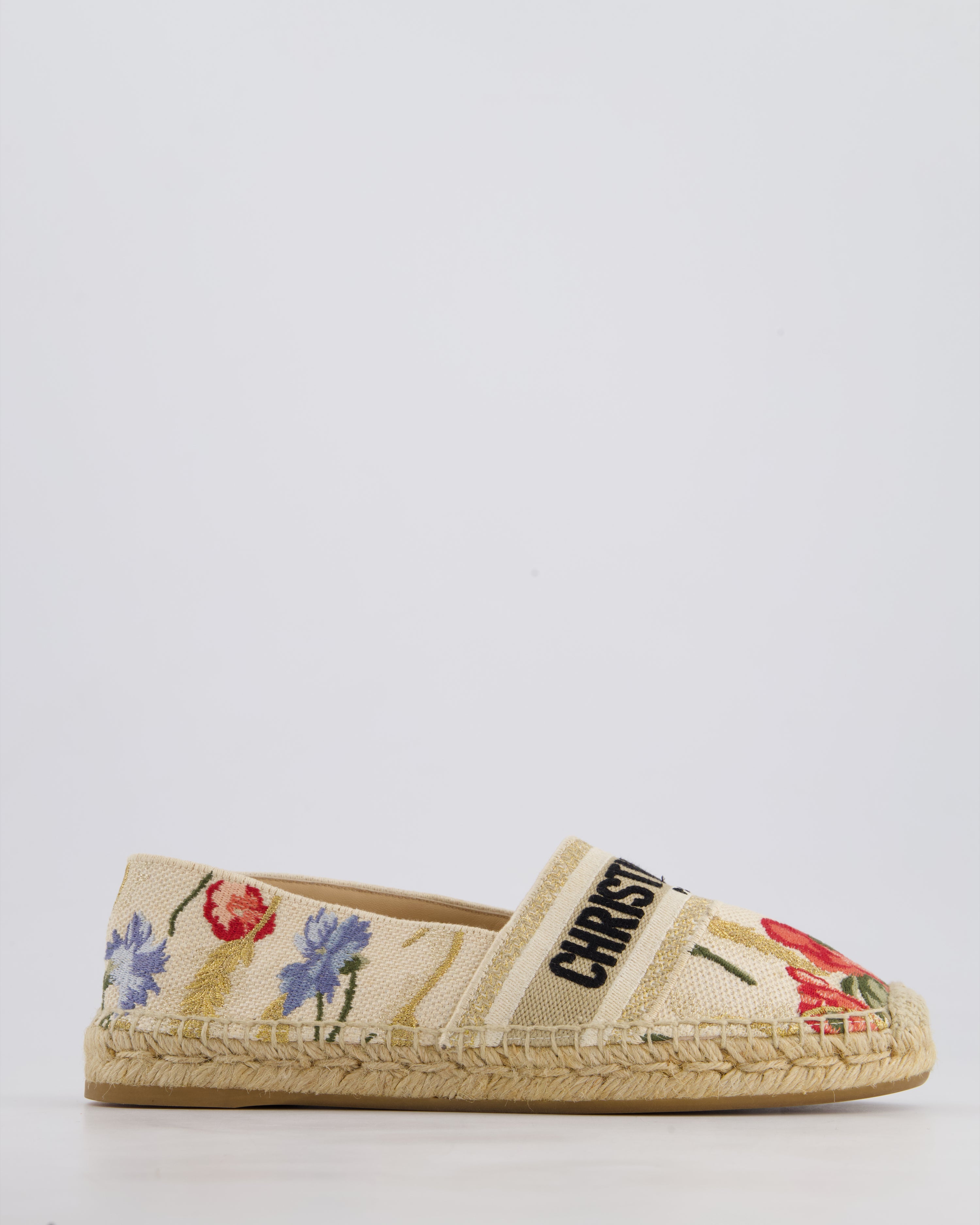 Christian Dior Granville Floral Embroidered Cotton Espadrilles
