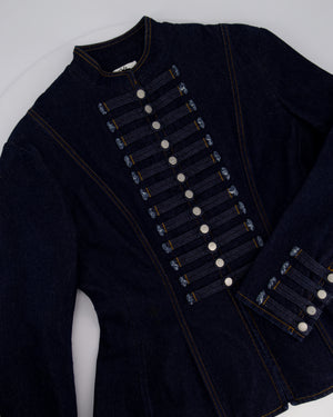 Christian Dior Navy Denim Long Sleeve Jacket with Military-Style Button Details Size FR 42 (UK 14)