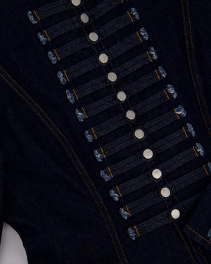 Christian Dior Navy Denim Long Sleeve Jacket with Military-Style Button Details Size FR 42 (UK 14)