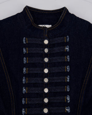 Christian Dior Navy Denim Long Sleeve Jacket with Military-Style Button Details Size FR 42 (UK 14)